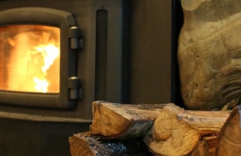 Fire in wood stove