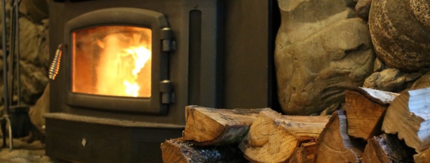 Fire in wood stove