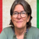 Cynthia Clough with Italian flag in background